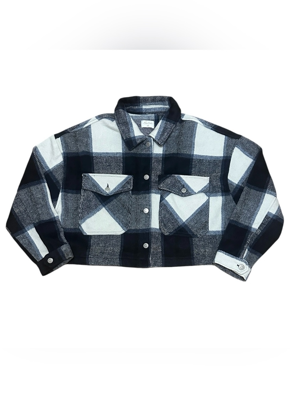 Miss Posh Navy White Buffalo Plaid Cropped Shacket Women’s M